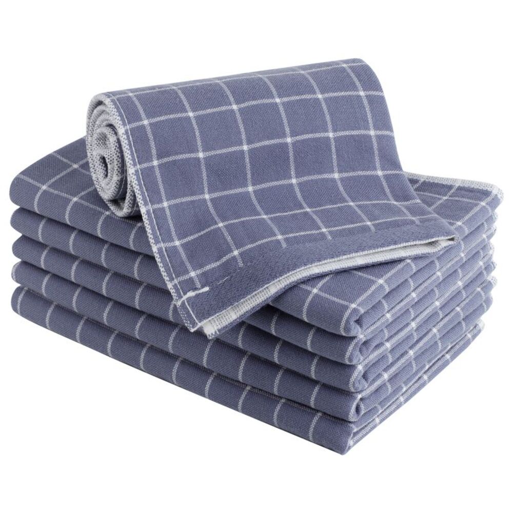 6pcs 100% Cotton Kitchen Towel Dish Towels Cleaning Drying Blue